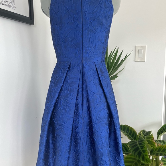 Royal Blue Jacquard Fit & Flare Dress - Picture 3 of 4